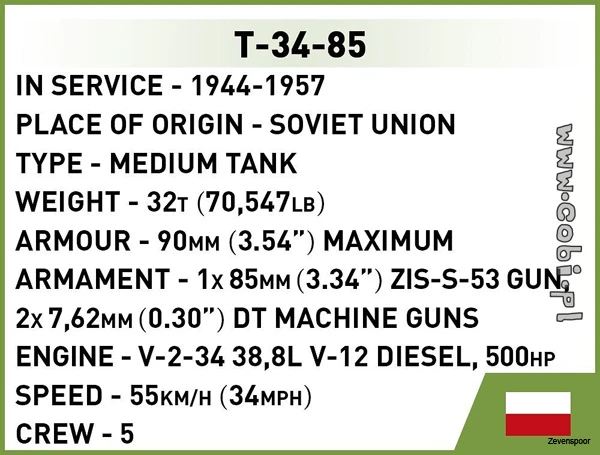 2716 Cobi WWII T-34-85 4 2716 Cobi WWII T-34-85 - Afbeelding 4