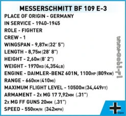 5727 Cobi WWII MESSERSCHMITT BF 109 E-2 -Speelgoed Kortingen CO5727 8